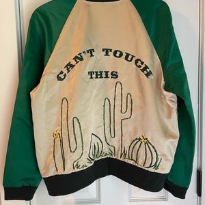 Understated Leather Limited Edition “CANT TOUCH THIS” silky bomber jacket